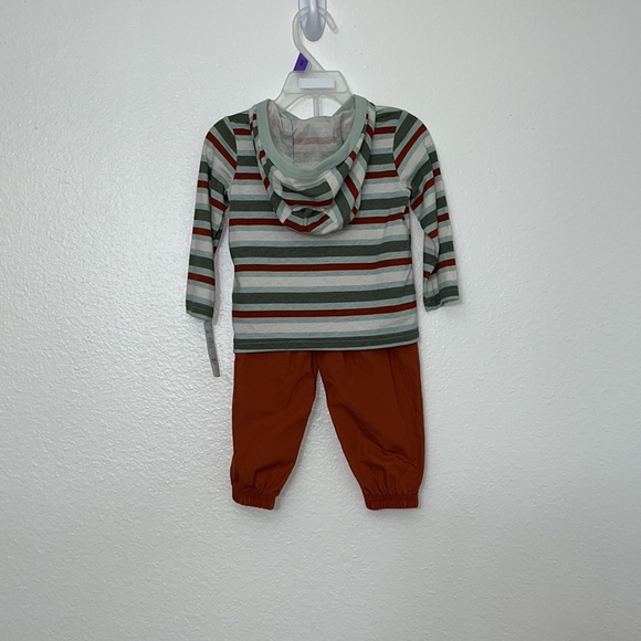 Carters baby outfit set 12 months hoodie top and pants. Green teal rust colored - Picture 10 of 10